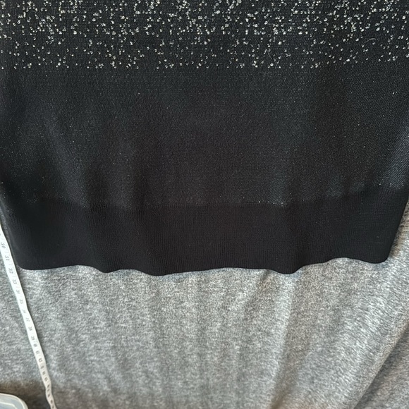 Notations Black Silver Glitter Holiday batwing formal event keyhole sweater 1X - Picture 10 of 16